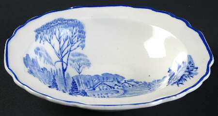 Homeland Blue (Blue Trim) Rim Fruit/Dessert (Sauce) Bowl