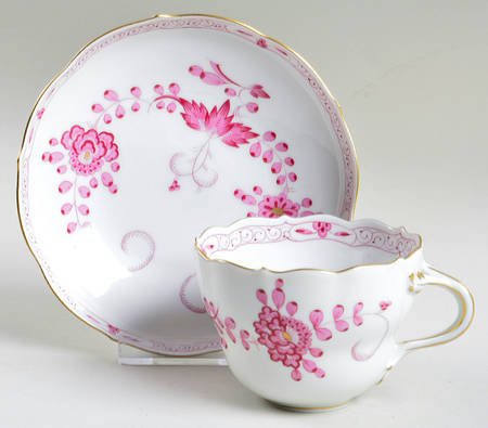 Indian Painting Pink Flat Cup & Saucer Set