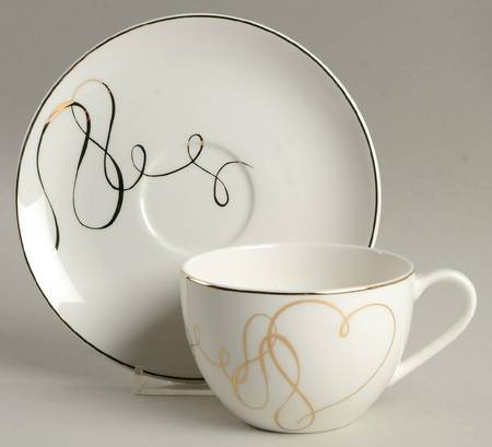 Love Story Gold (Round) Flat Cup & Saucer Set