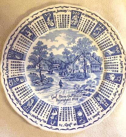Calendar Plate "1974" Calendar Plate