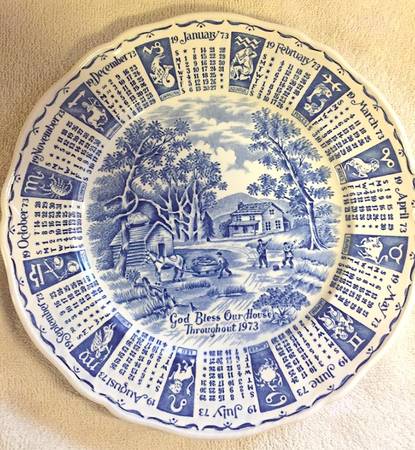 Calendar Plate "1973" Calendar Plate
