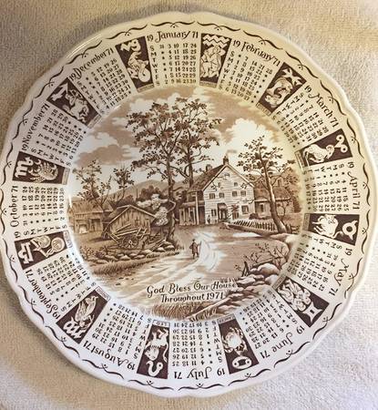 Calendar Plate "1971" Calendar Plate