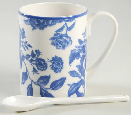Orleans Cobalt Blue Mug & Ceramic Teaspoon Set