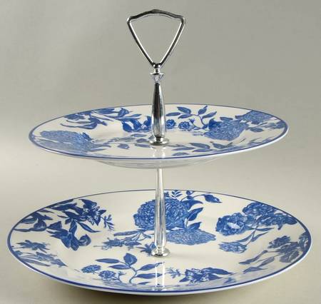 Orleans Cobalt Blue 2 Tiered Serving Tray (Dinner & Salad Plate)