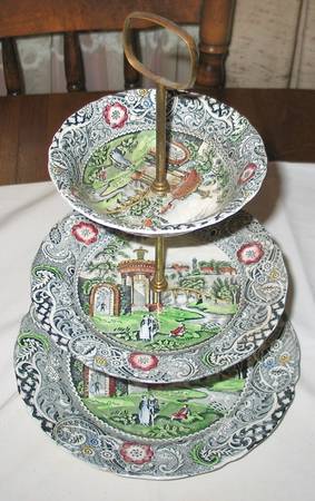 Landscape Blue Multicolor 3-Tiered Serving Tray (DP, SP, CERC)