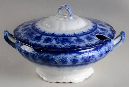Waverley (Flow Blue No Gold Acent Tureen &  Lid