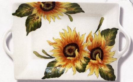 Sunflower Fall 14" Rectangular Handled Tray