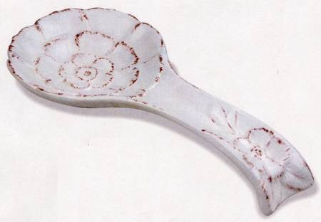 Cream Rustic Florals Spoon Rest/Holder (Holds 1 Spoon)