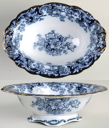 Ormonde  Flow Blue (Gold Accents) by Alfred Meakin