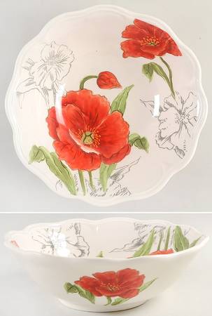 Red Poppy 9" Round Serving Bowl