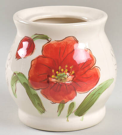 Red Poppy Sugar Bowl No Lid