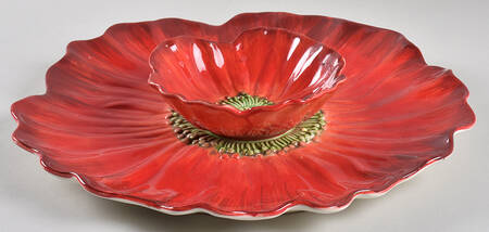Red Poppy 1 Piece Chip & Dip