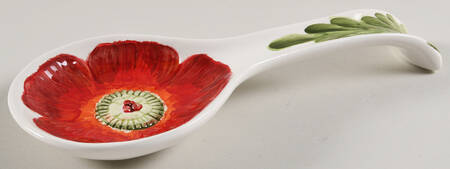 Red Poppy Spoon Rest/Holder (Holds 1 Spoon)