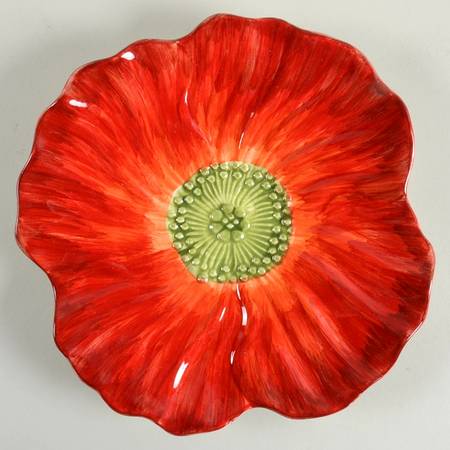 Red Poppy Accent Salad Plate