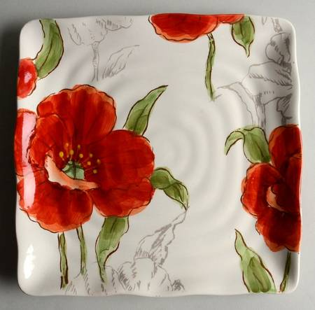 Red Poppy Salad Plate