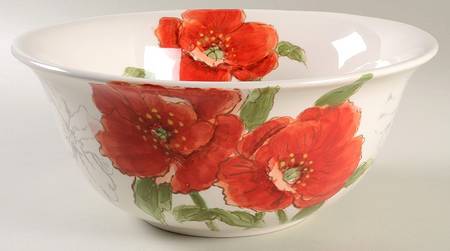 Red Poppy 11" Round Serving Bowl