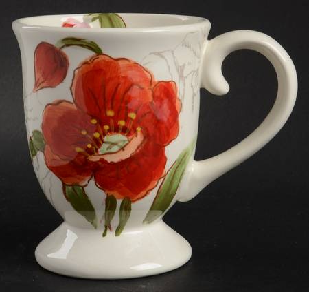 Red Poppy Pedestal Mug