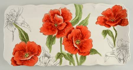 Red Poppy 17" Rectangular Serving Platter