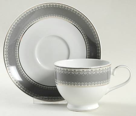 Platinum Crown Slate Footed Cup & Saucer Set