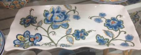 Blue Jacquard Rouge 17" Rectangular Serving Platter