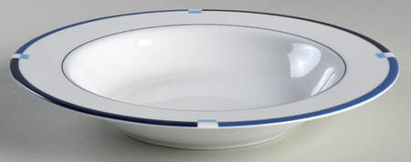 Jet Set Blue Large Rim Soup Bowl