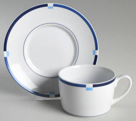 Jet Set Blue Flat Cup & Saucer Set