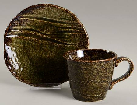 Wabisabi Green Flat Cup & Saucer Set