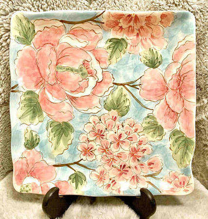 Hydrangea & Peony Square Dinner Plate