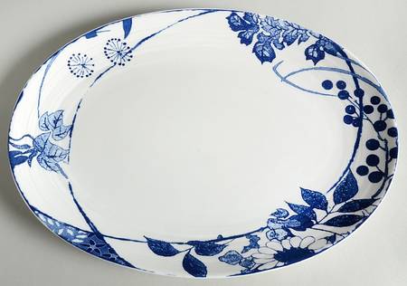 Hana Blue 13" Oval Serving Platter