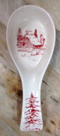 Holiday Toile Spoon Rest/Holder (Holds 1 Spoon)