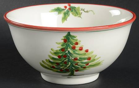 Watercolor Christmas Tree Soup/Cereal Bowl