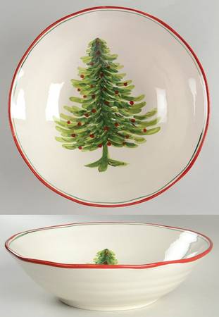 Watercolor Christmas Tree 12" Round Serving Bowl