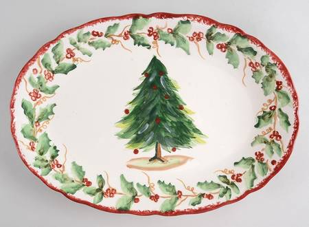Tree Garland 14" Oval Serving Platter