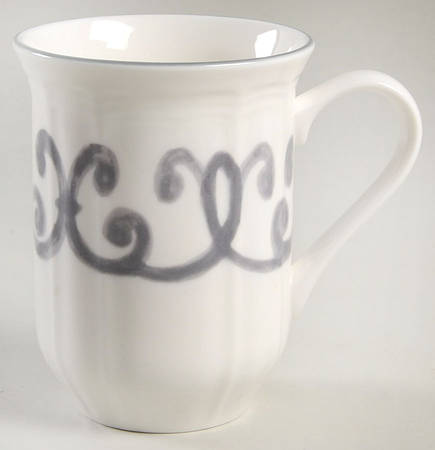 Antique White Scroll Mug