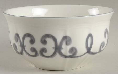 Antique White Scroll Soup/Cereal Bowl