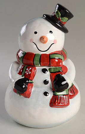 Top Hat Snowman Figural Cookie Jar & Lid