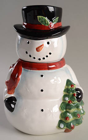 Top Hat Snowman Figural Cookie Jar & Lid