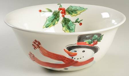 Top Hat Snowman 11" Round Serving Bowl
