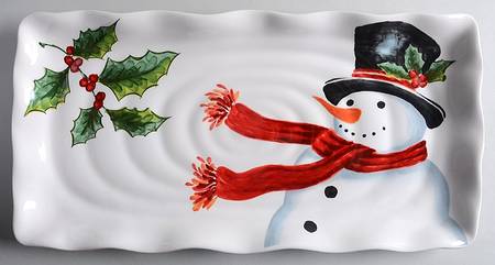 Top Hat Snowman 17" Rectangular Serving Platter