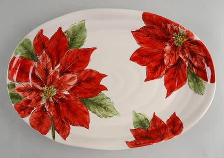 Sketch Poinsettia 17" Oval Serving Platter