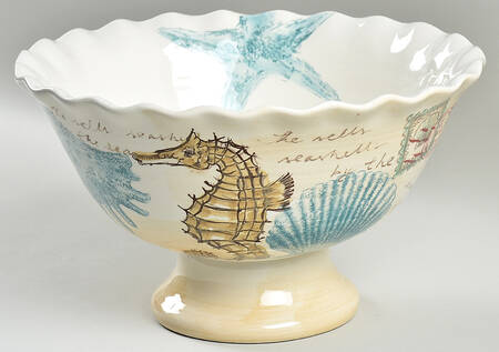 Stamp Seahorse 10" Footed Bowl