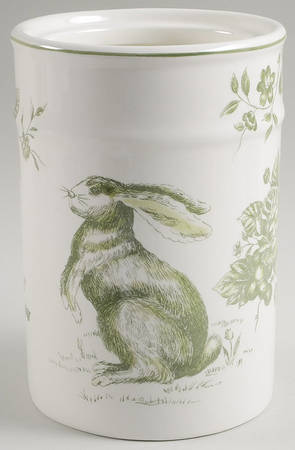 Green and White Toile 7" Storage Jar No Lid