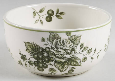 Green and White Toile Soup/Cereal Bowl