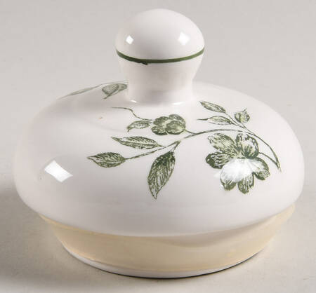 Green and White Toile Lid for Small Canister