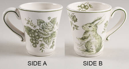 Green and White Toile Mug
