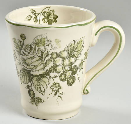 Green and White Toile Mug
