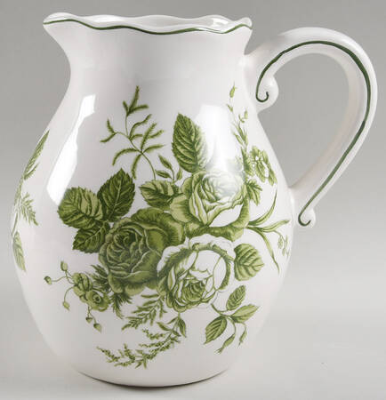 Green and White Toile 64 Oz Pitcher