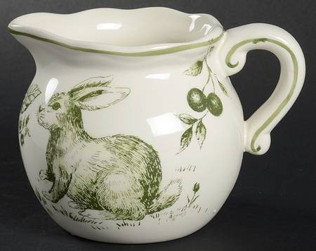 Green and White Toile Creamer
