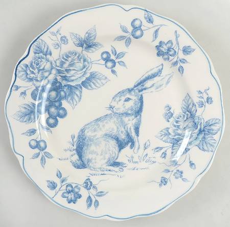 Blue and White Toile Large Dinner Plate