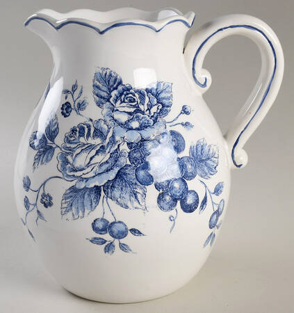 Blue and White Toile 80 Oz Pitcher